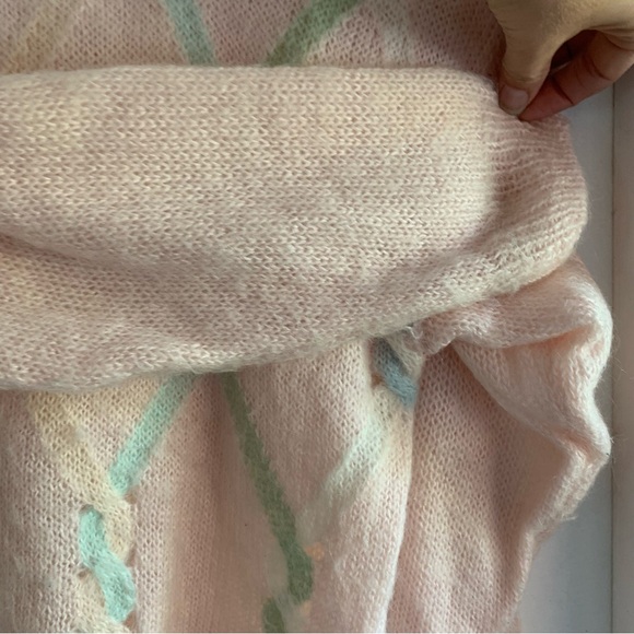 Vintage size small pastel fuzzy boatneck sweater - Picture 6 of 8